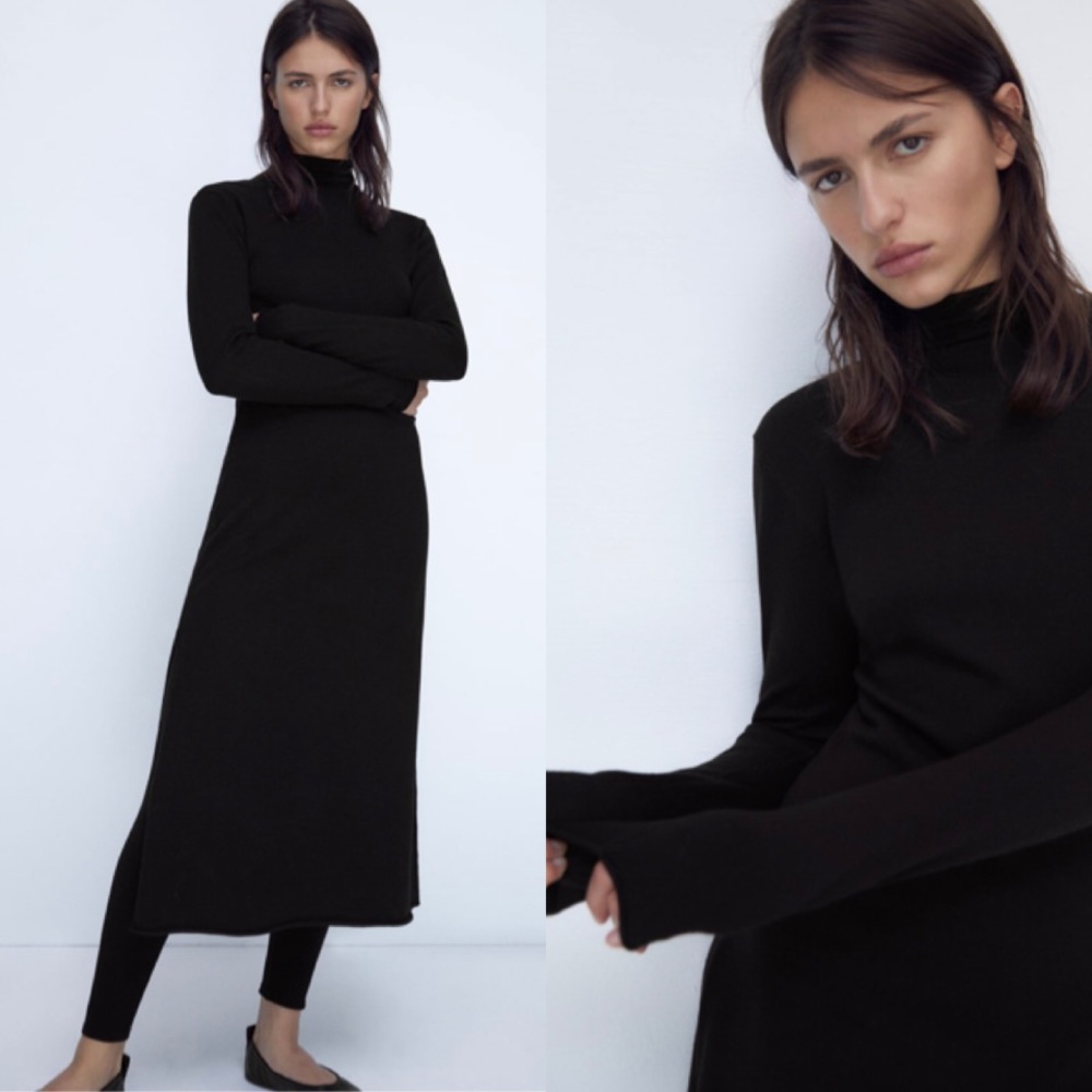 ✨SALE ✨ZARA KNIT MOCK NECK DRESS WITH SIDE SLIT ✨SALE ✨